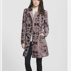 Free People Downtown Brocade Coat Plum Purple